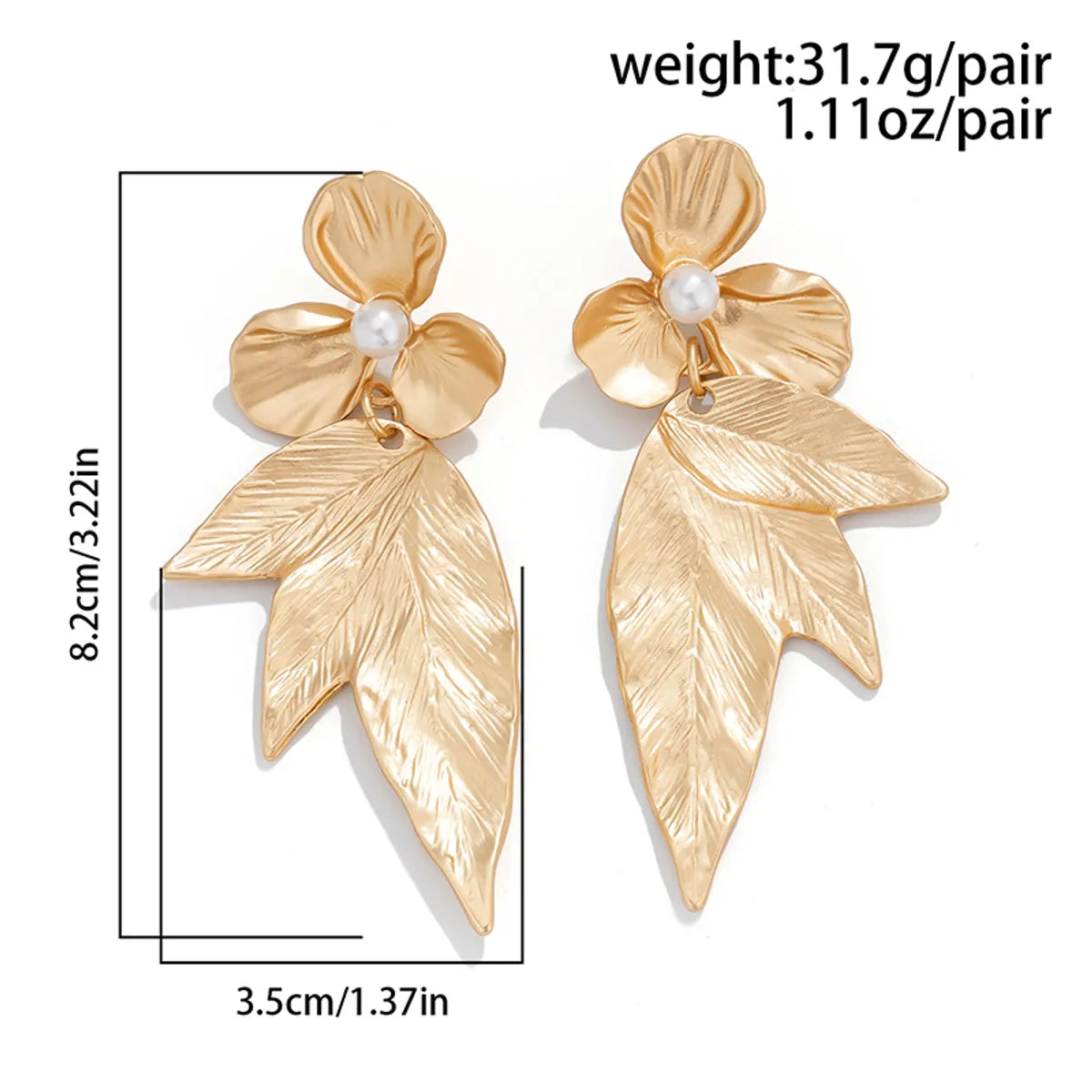 1 Pair Elegant Lady Streetwear Flower Ginkgo Leaf Plating Inlay Alloy Imitation Pearl Drop Earrings Ear Studs