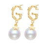 1 Pair Elegant Lady Streetwear Geometric Letter Polishing Plating Inlay Sterling Silver Artificial Pearls 18K Gold Plated White Gold Plated Drop Earrings