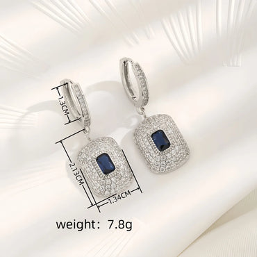 1 Pair Elegant Lady Streetwear Geometric Quadrilateral Inlay Copper Zircon White Gold Plated Drop Earrings