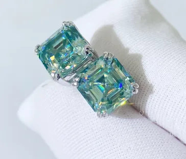 1 Pair Elegant Lady Streetwear Geometric Square GRA Certificate Inlay Sterling Silver Moissanite Ear Studs