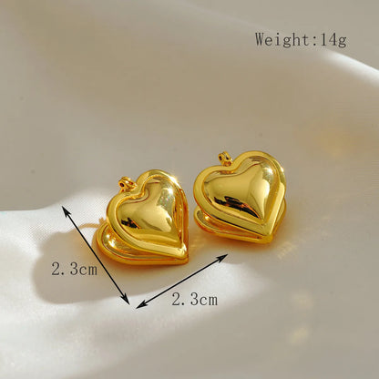 1 Pair Elegant Lady Streetwear Heart Shape Copper 18K Gold Plated Ear Clip