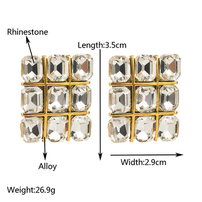 1 Pair Elegant Lady Streetwear Star Inlay Alloy Rhinestones Glass 14K Gold Plated Drop Earrings Ear Studs