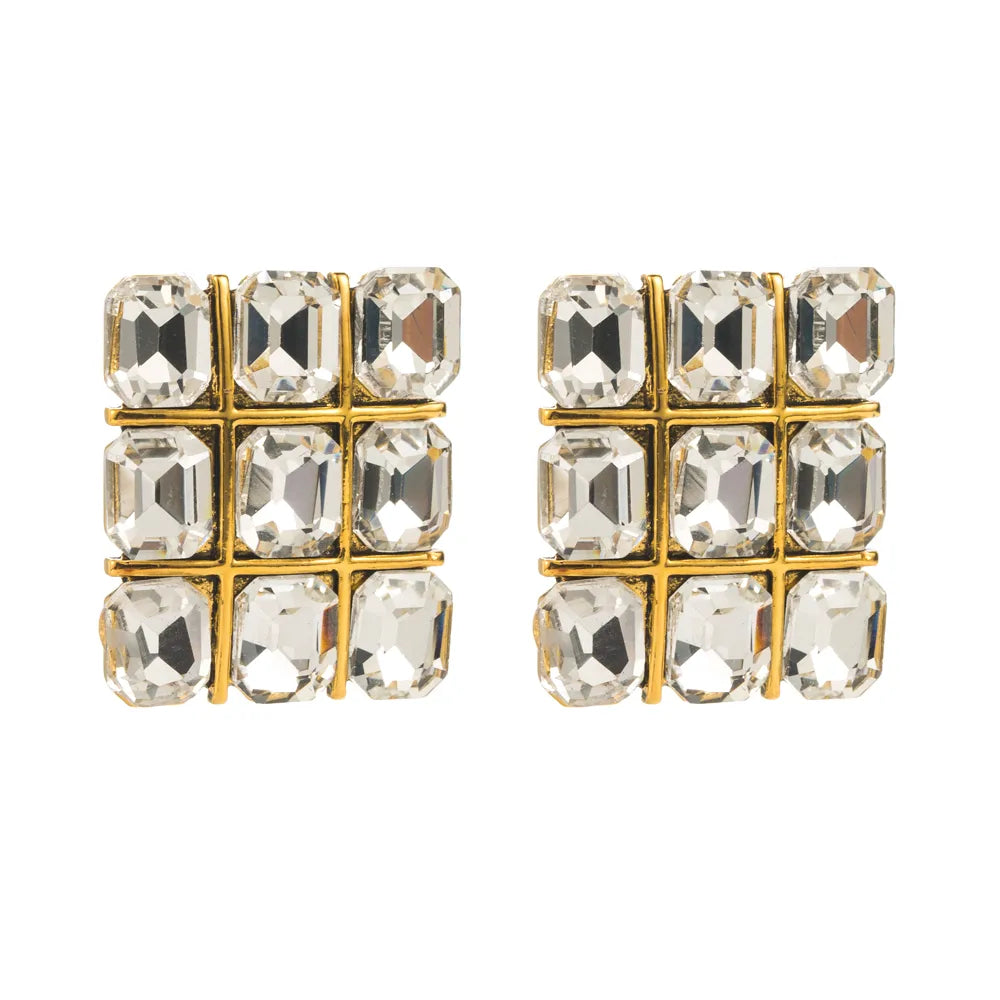 1 Pair Elegant Lady Streetwear Star Inlay Alloy Rhinestones Glass 14K Gold Plated Drop Earrings Ear Studs