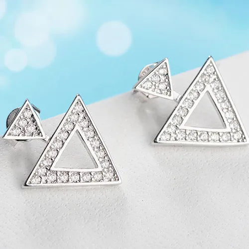 1 Pair Elegant Lady Streetwear Triangle Geometric Inlay Copper Zircon Drop Earrings