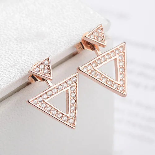 1 Pair Elegant Lady Streetwear Triangle Geometric Inlay Copper Zircon Drop Earrings