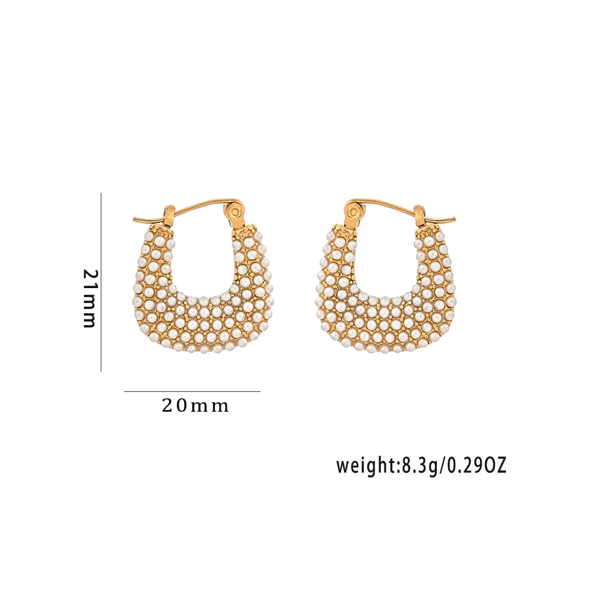 1 Pair Elegant Lady Streetwear U Shape Plating Inlay 304 Stainless Steel Pearl 18K Gold Plated Earrings