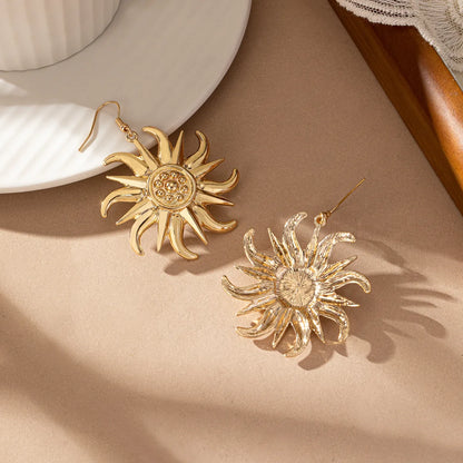 1 Pair Elegant Lady Sun Flower Floral Plating Alloy Drop Earrings