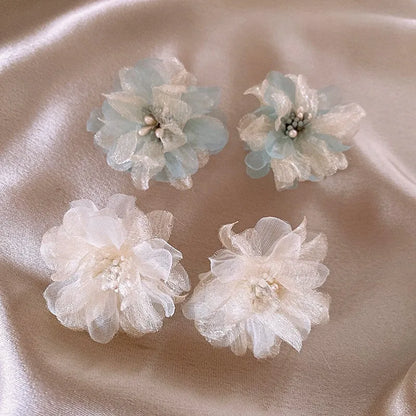 1 Pair Elegant Lady Sweet Flower Cloth Ear Studs