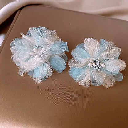 1 Pair Elegant Lady Sweet Flower Cloth Ear Studs