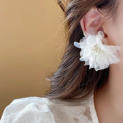 1 Pair Elegant Lady Sweet Flower Cloth Ear Studs