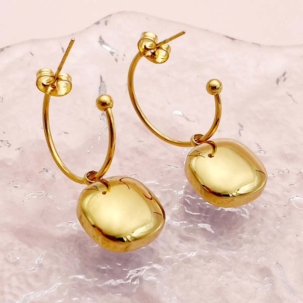 1 Pair Elegant Lady Sweet Square Polishing Plating Inlay Stainless Steel Zircon Gold Plated Drop Earrings