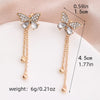 1 Pair Elegant Lady Tassel Butterfly Inlay Alloy Rhinestones Drop Earrings