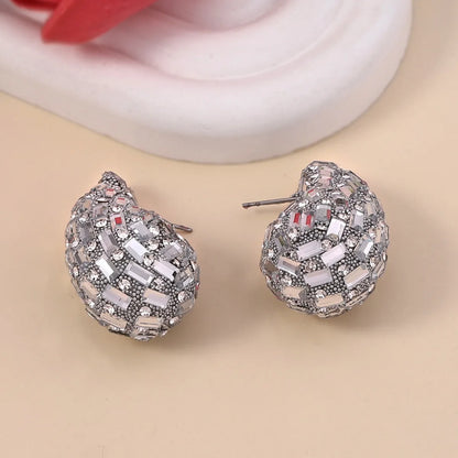 1 Pair Elegant Lady Water Droplets Plating Inlay Zinc Alloy Glass Ear Studs