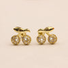 1 Pair Elegant Leaf Crown Plating Copper Zircon Ear Studs