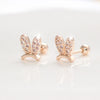 1 Pair Elegant Leaf Crown Plating Copper Zircon Ear Studs