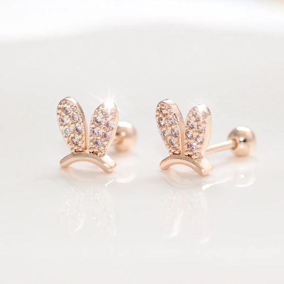 1 Pair Elegant Leaf Crown Plating Copper Zircon Ear Studs