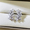 1 Pair Elegant Leaf Flower Inlay Copper Zircon Ear Studs
