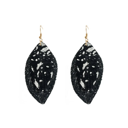 1 Pair Elegant Leaf Plating Pu Leather Alloy Drop Earrings