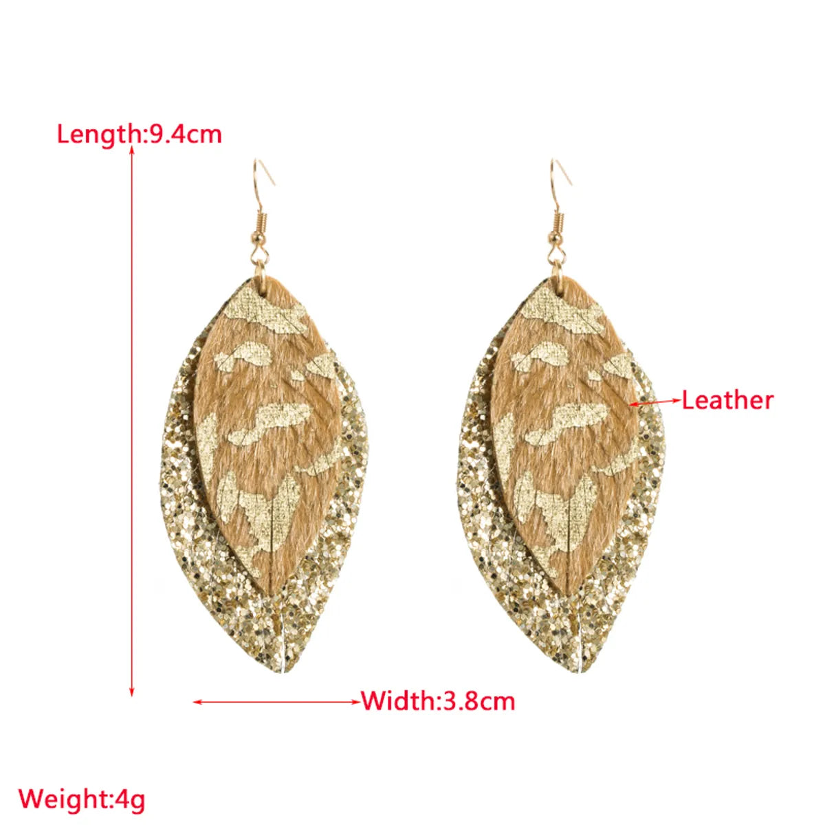 1 Pair Elegant Leaf Plating Pu Leather Alloy Drop Earrings