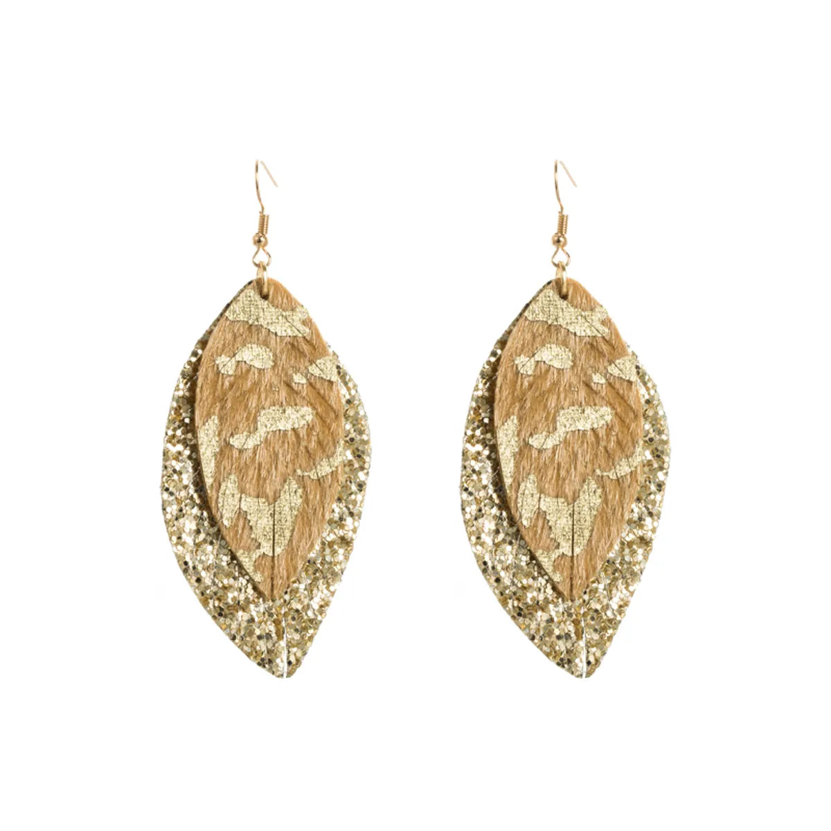 1 Pair Elegant Leaf Plating Pu Leather Alloy Drop Earrings