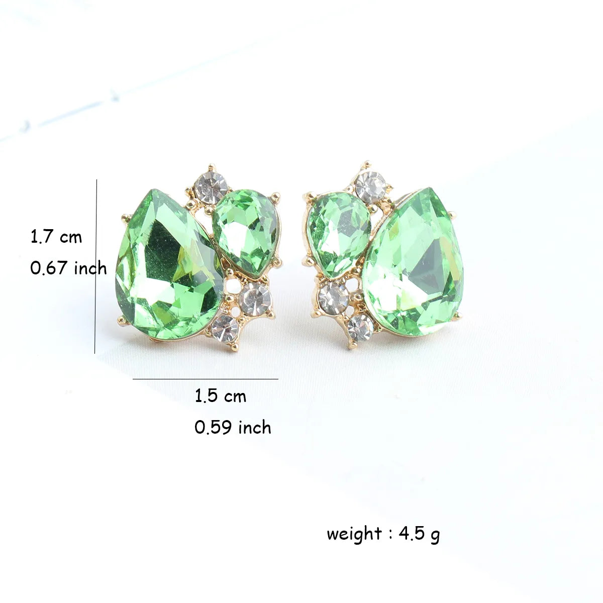 1 Pair Elegant Leaves Water Droplets Plating Inlay Alloy Crystal Rhinestones Gold Plated Ear Studs