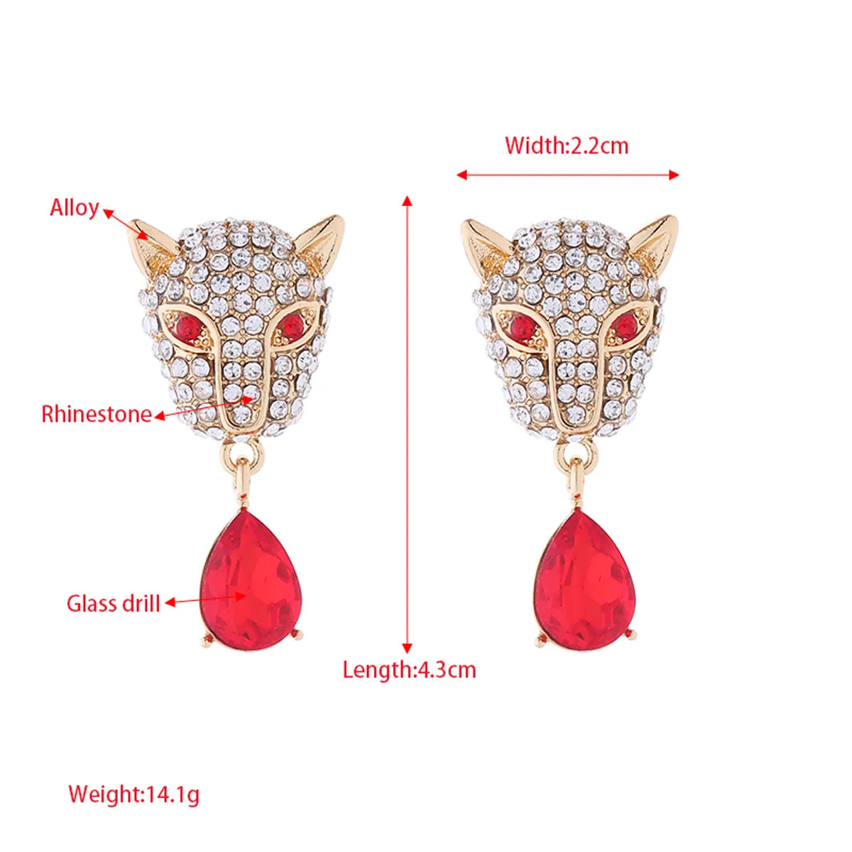 1 Pair Elegant Leopard Head Inlay Alloy Rhinestone Rhinestones Drop Earrings