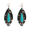1 Pair Elegant Leopard Inlay Pu Leather Alloy Turquoise Turquoise Drop Earrings