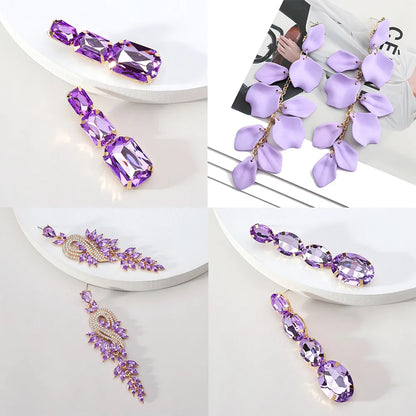 1 Pair Elegant Luxurious Bohemian Round Petal Plating Inlay Copper Alloy Zinc Alloy Rhinestones Glass Drop Earrings