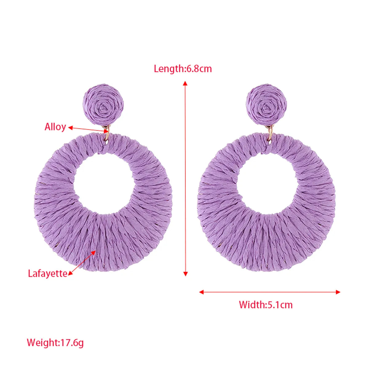 1 Pair Elegant Luxurious Circle Hollow Out Alloy Raffia Drop Earrings