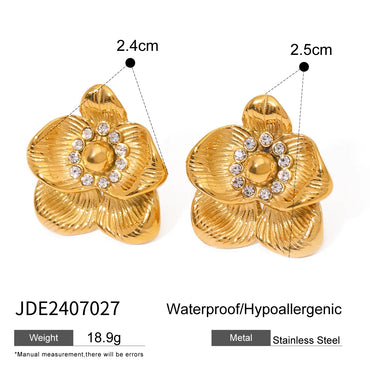 1 Pair Elegant Luxurious Classic Style Flower Plating 316 Stainless Steel  Ear Studs