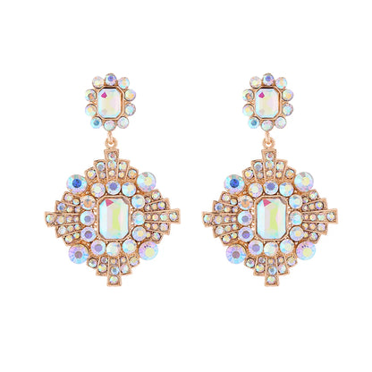 1 Pair Elegant Luxurious Classic Style Geometric Plating Inlay Alloy Rhinestones Glass Gold Plated Drop Earrings