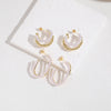 1 Pair Elegant Luxurious Classic Style U Shape Round Asymmetrical Inlay Copper Pearl Zircon 14k Gold Plated Ear Studs