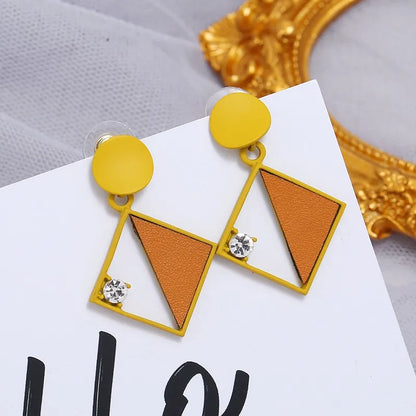 1 Pair Elegant Luxurious Color Block Plating Alloy Gold Plated Drop Earrings