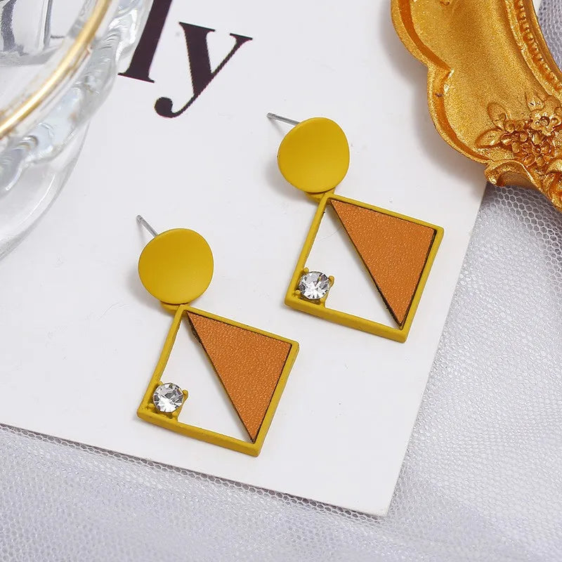 1 Pair Elegant Luxurious Color Block Plating Alloy Gold Plated Drop Earrings