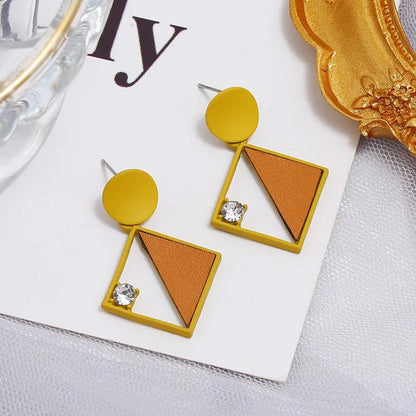 1 Pair Elegant Luxurious Color Block Plating Alloy Gold Plated Drop Earrings