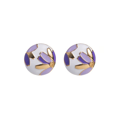 1 Pair Elegant Luxurious Flower Enamel Plating Inlay Alloy Zircon Gold Plated Ear Studs