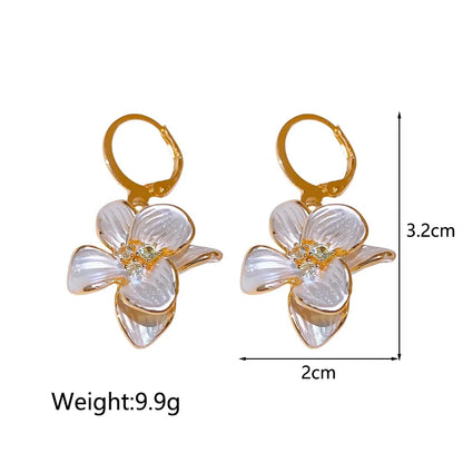 1 Pair Elegant Luxurious Flower Inlay Alloy Rhinestones Drop Earrings