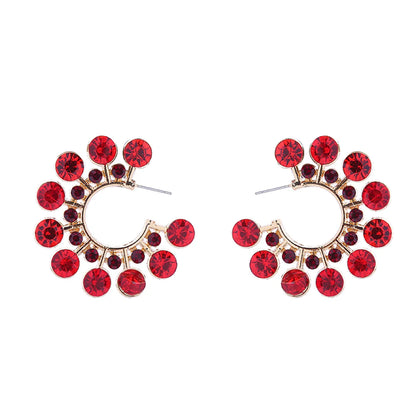 1 Pair Elegant Luxurious Flower Inlay Alloy Rhinestones Earrings