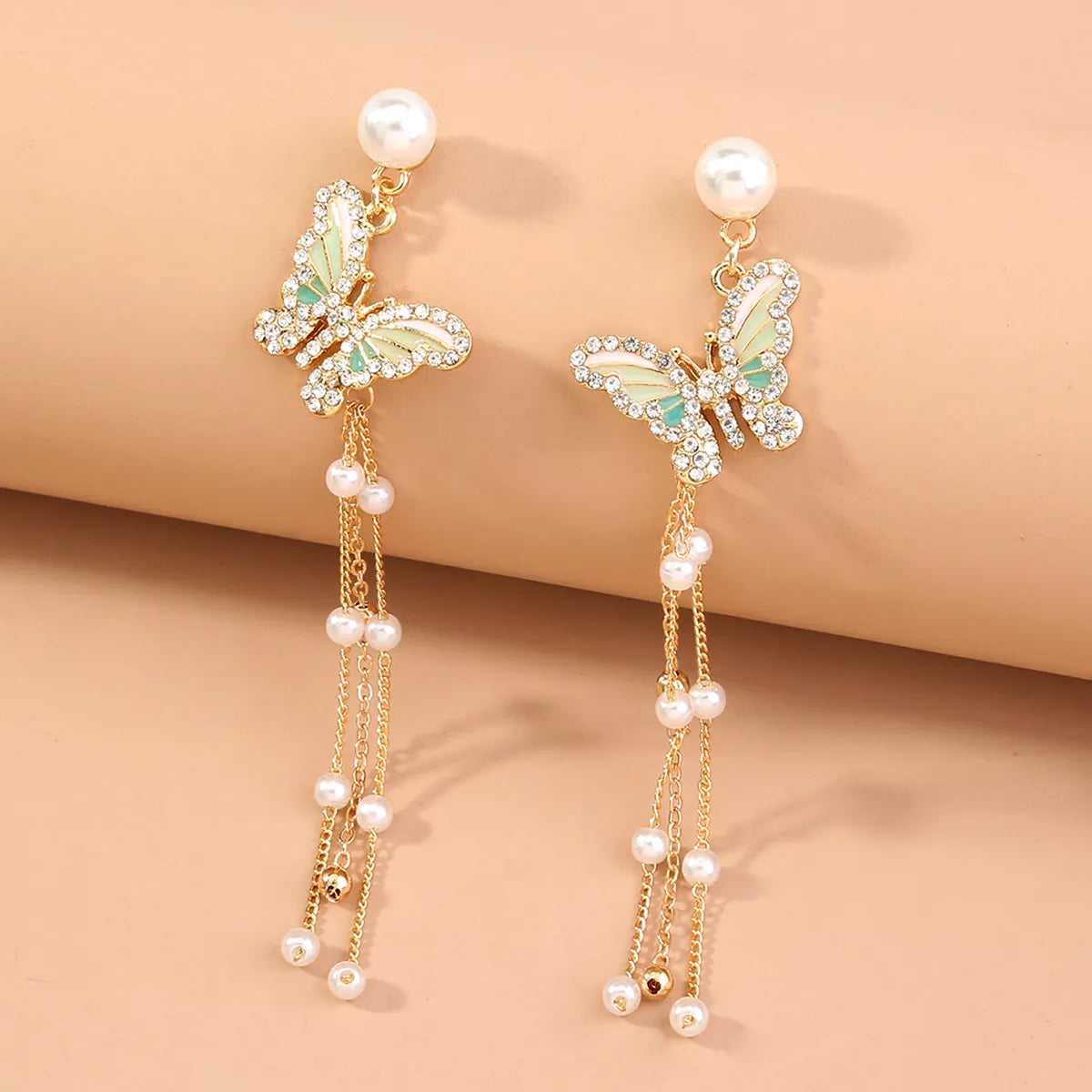 1 Pair Elegant Luxurious Flower Inlay Artificial Pearl Resin Copper Artificial Pearls Drop Earrings