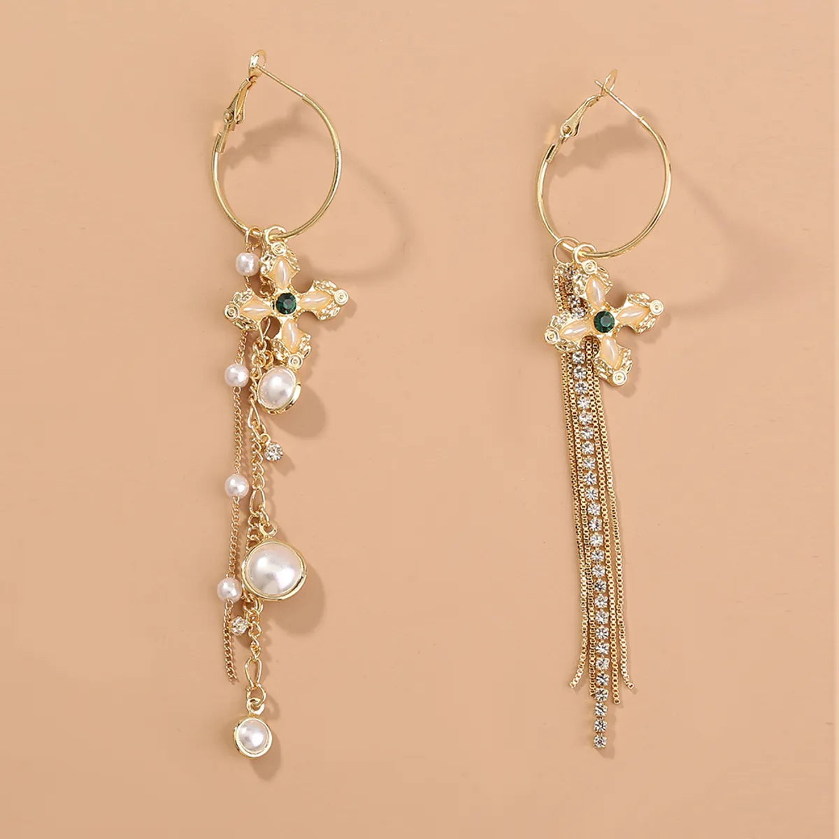 1 Pair Elegant Luxurious Flower Inlay Artificial Pearl Resin Copper Artificial Pearls Drop Earrings