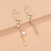 1 Pair Elegant Luxurious Flower Inlay Artificial Pearl Resin Copper Artificial Pearls Drop Earrings