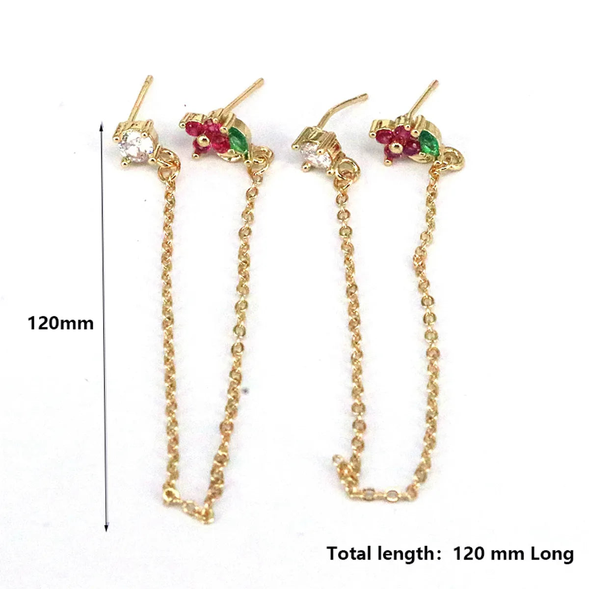 1 Pair Elegant Luxurious Flower Plating Chain Inlay Copper Zircon 18k Gold Plated Earrings