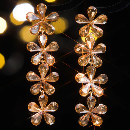 1 Pair Elegant Luxurious Flower Plating Inlay Alloy Rhinestones Zircon Silver Plated Drop Earrings