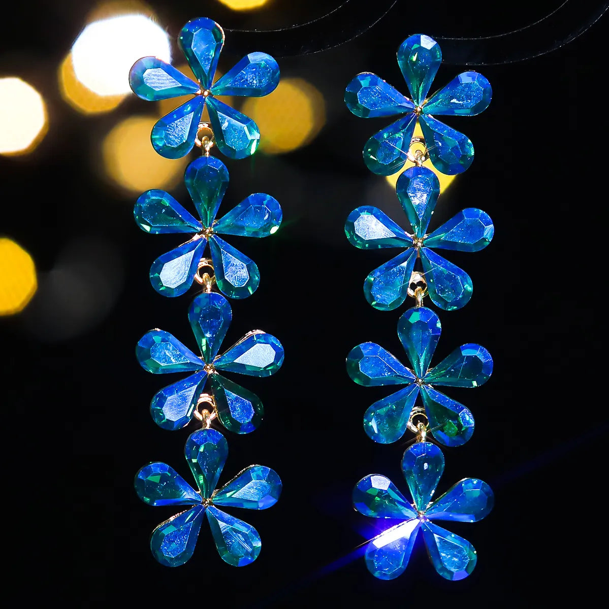 1 Pair Elegant Luxurious Flower Plating Inlay Alloy Rhinestones Zircon Silver Plated Drop Earrings