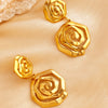 1 Pair Elegant Luxurious Flower Polishing Plating 304 Stainless Steel 18K Gold Plated Drop Earrings