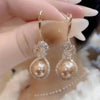 1 Pair Elegant Luxurious Geometric Inlay Alloy Artificial Pearls Rhinestones Opal Drop Earrings