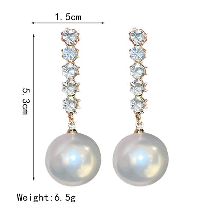 1 Pair Elegant Luxurious Geometric Inlay Alloy Artificial Rhinestones Artificial Pearls Drop Earrings