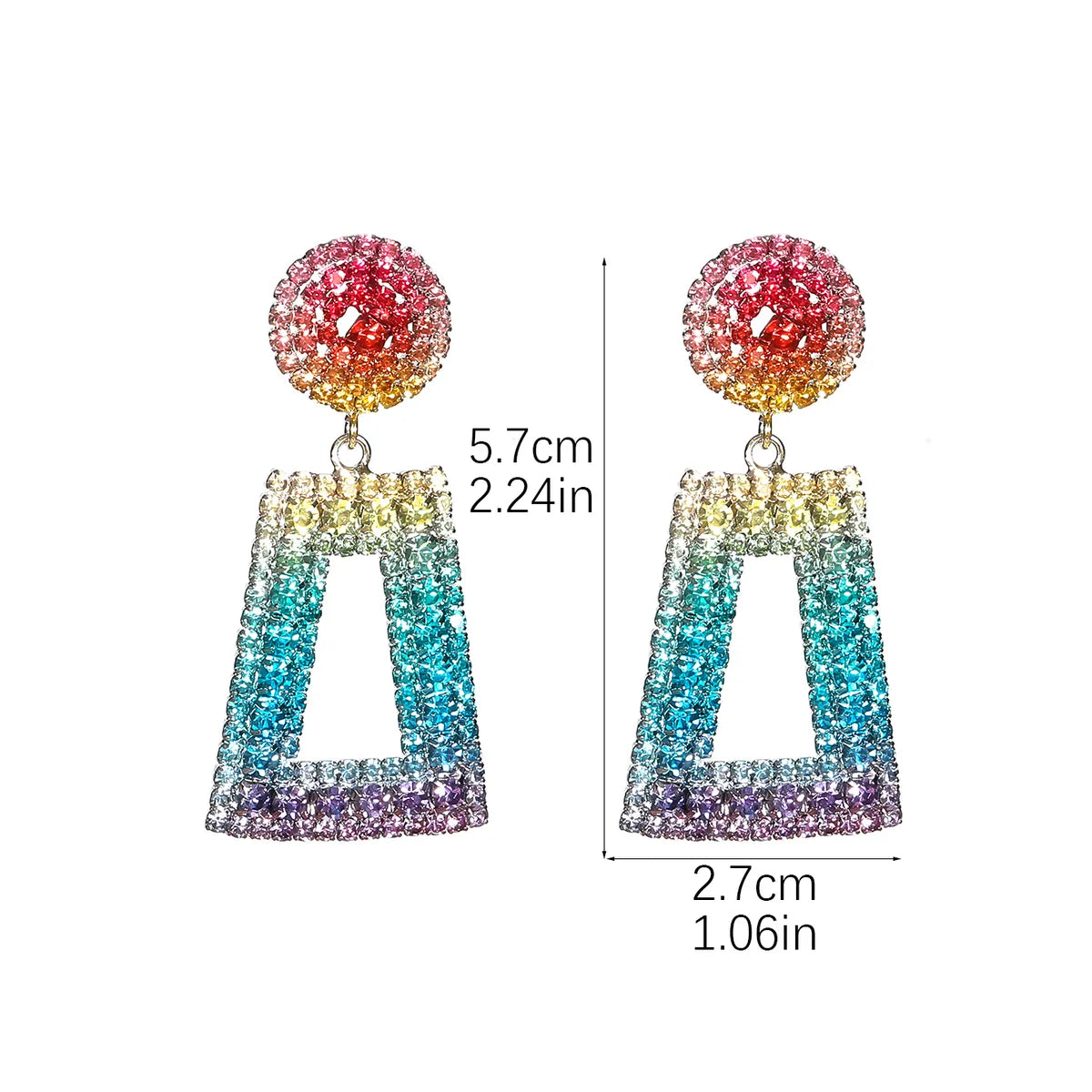 1 Pair Elegant Luxurious Geometric Inlay Alloy Rhinestones Drop Earrings