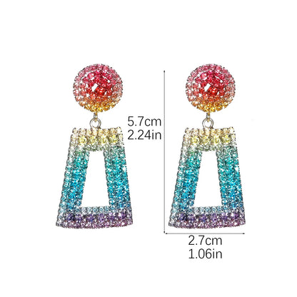 1 Pair Elegant Luxurious Geometric Inlay Alloy Rhinestones Drop Earrings