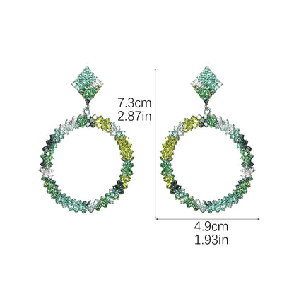 1 Pair Elegant Luxurious Geometric Inlay Alloy Rhinestones Drop Earrings